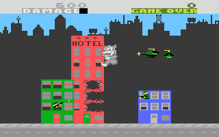 Rampage (Atari 7800) screenshot: Ralph smashes some buildings...