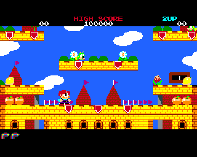 Rainbow Islands (Amiga) screenshot: Level 1 starting point