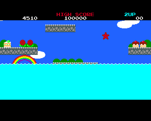 Rainbow Islands (Amiga) screenshot: High tide in level 1