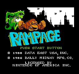 Rampage (NES) screenshot: Title Screen