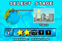 Rampage Puzzle Attack (Game Boy Advance) screenshot: Stage selection screen