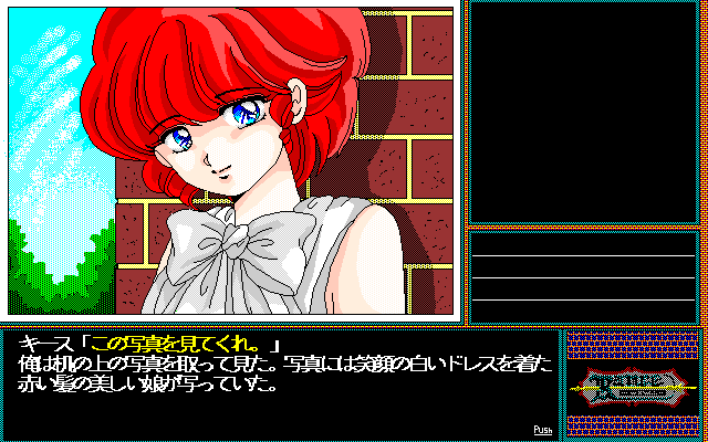 Rance: Hikari o Motomete (Windows 3.x) screenshot: This is the girl you must find, Rance. I repeat: F-I-N-D. Not the other four-letter "f" word you are thinking about