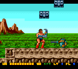 Nastar Warrior (TurboGrafx-16) screenshot: The blocks above Rastan will squash him if he does not get out of the way
