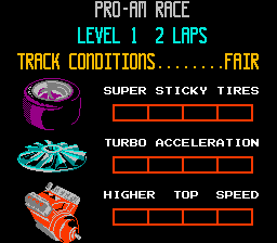 R.C. Pro-Am (NES) screenshot: Options