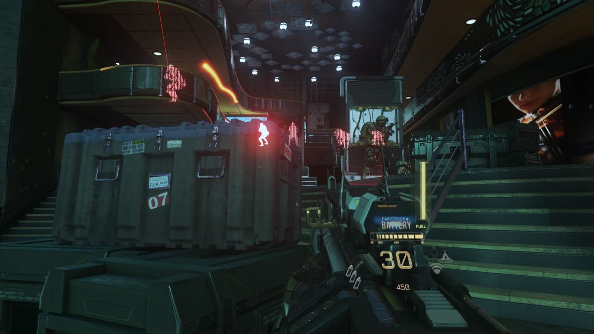 Call of Duty: Advanced Warfare (PlayStation 4) screenshot: Proximity grenade will highlight enemy troops for a brief moment