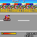 Tour De France (ExEn) screenshot: This is the end of a race, the background change to show the crowd around the event.