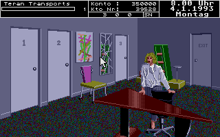 On the Road (Atari ST) screenshot: At the lawyer.