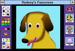 Rodney's Funscreen (Windows 3.x) screenshot: Woof portrait