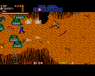 The Real Ghostbusters (Amiga) screenshot: Happy green monsters