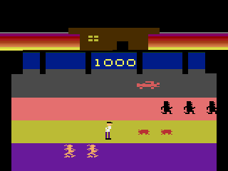 Porky's (Atari 2600) screenshot: I need to avoid getting hit