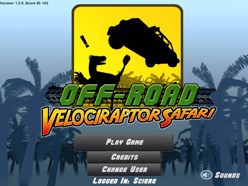 Off-Road Velociraptor Safari (Browser) screenshot: Main menu