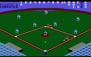 RealSports Baseball (Atari 7800) screenshot: Running to base...