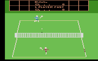 RealSports Tennis (Atari 2600) screenshot: A volley in progress