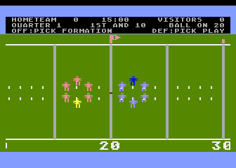 RealSports Football (Atari 5200) screenshot: Choose a play and formation to begin