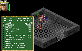 Realms of Arkania: Blade of Destiny (DOS) screenshot: [English Version] Combat options