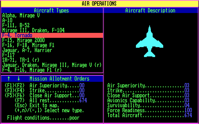 Red Lightning (DOS) screenshot: Starting air operations