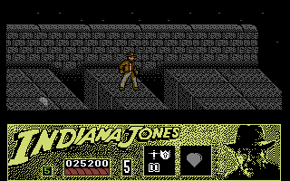Indiana Jones and the Last Crusade: The Action Game (Commodore 64) screenshot: Mind the gap