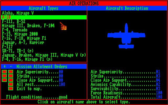 Red Lightning (Amiga) screenshot: Starting air operations