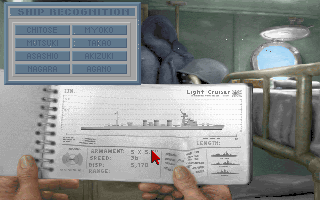 Task Force 1942 (DOS) screenshot: Ship Recognition (aka copy protection!)
