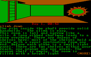 Rendezvous with Rama (DOS) screenshot: Climbing down a ladder...