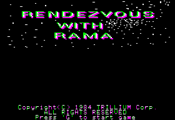 Rendezvous with Rama (Apple II) screenshot: Title screen