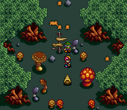Rejoice: Aretha Ōkoku no Kanata (SNES) screenshot: Mushroom forest