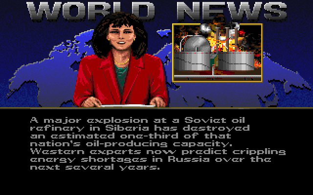 Red Storm Rising (Amiga) screenshot: News unfolding