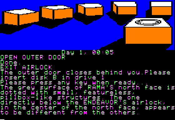 Rendezvous with Rama (Apple II) screenshot: Rama's outer door...