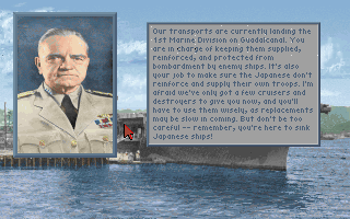 Task Force 1942 (DOS) screenshot: Your Campaign briefing - American side