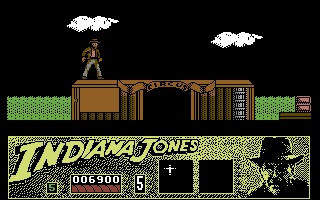Indiana Jones and the Last Crusade: The Action Game (Commodore 64) screenshot: Beginning of Level 2: On the Train