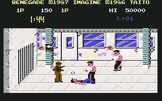 Renegade (Commodore 64) screenshot: Down on the ground