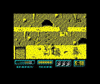 Renegade III: The Final Chapter (ZX Spectrum) screenshot: Fighting animals and cavemen is the order of the day