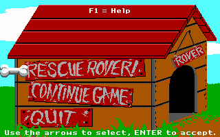 Rescue Rover (DOS) screenshot: Main Menu