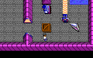 Rescue Rover 2 (DOS) screenshot: Block the robot's view with a crate...