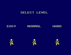 Rescue Mission (SEGA Master System) screenshot: Difficulty Selection