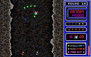 Return of the Mutant Space Bats of Doom (DOS) screenshot: In the bonus level, gobble as many gems as possible before the time runs out