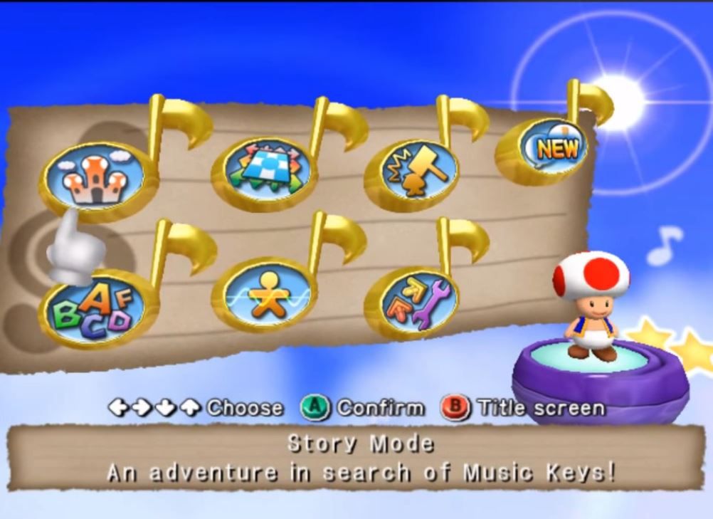 Dance Dance Revolution: Mario Mix (GameCube) screenshot: Main Menu