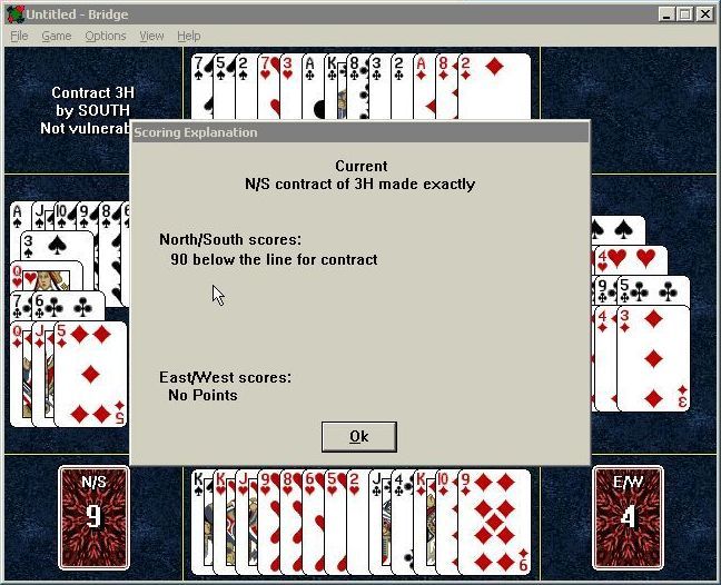 Bridge (Windows) screenshot: The end of a hand