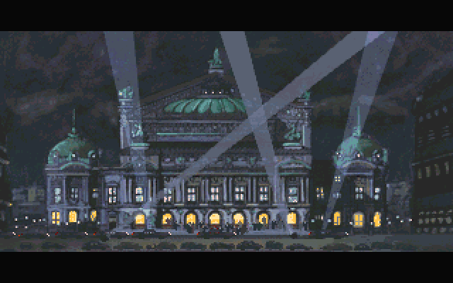 Return of the Phantom (DOS) screenshot: opera theatre (intro scene)