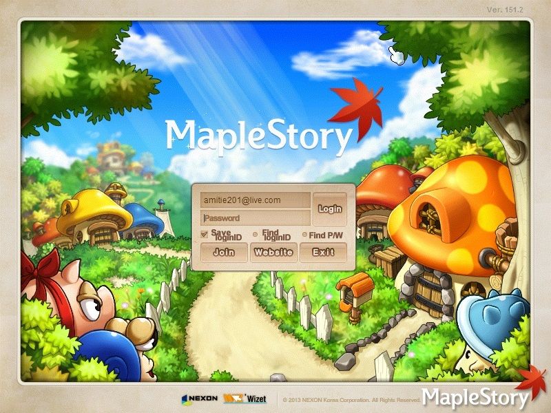 MapleStory (Windows) screenshot: Title Screen and Log-in Screen.