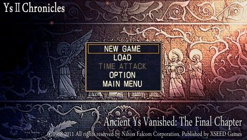 Ys I & II Chronicles (PSP) screenshot: Ys II: Main menu