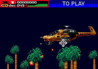 Revolution X (Genesis) screenshot: Helicopter Busting Action!
