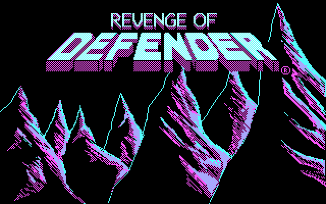 Revenge of Defender (DOS) screenshot: Title screen - CGA