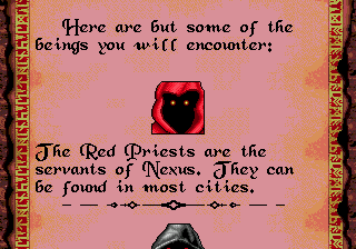 Rings of Power (Genesis) screenshot: Information about game characters