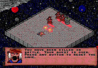 Rings of Power (Genesis) screenshot: This magic spell was too much for you...