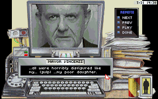 Rise of the Dragon (DOS) screenshot: The Mayor on the vidphone