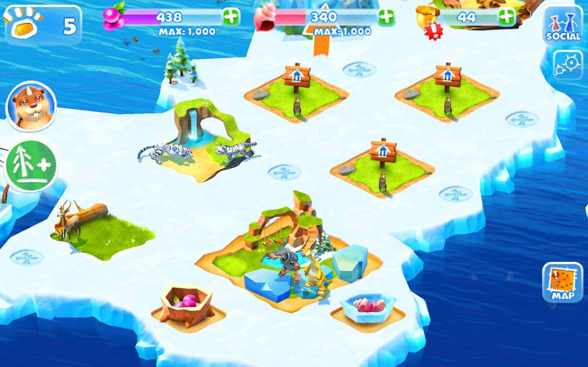 Ice Age: Adventures (Android) screenshot: There are plenty of plots left for additional animals.