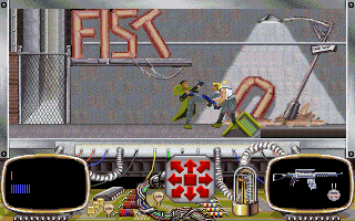 Rise of the Dragon (DOS) screenshot: Fighting Snake at the end of the first arcade sequence