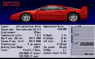 The Duel: Test Drive II (Amiga) screenshot: Ferrari F40.