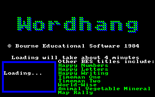 Wordhang (Amstrad CPC) screenshot: Loading Screen